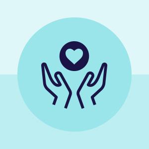 Logo of two hands and a heart